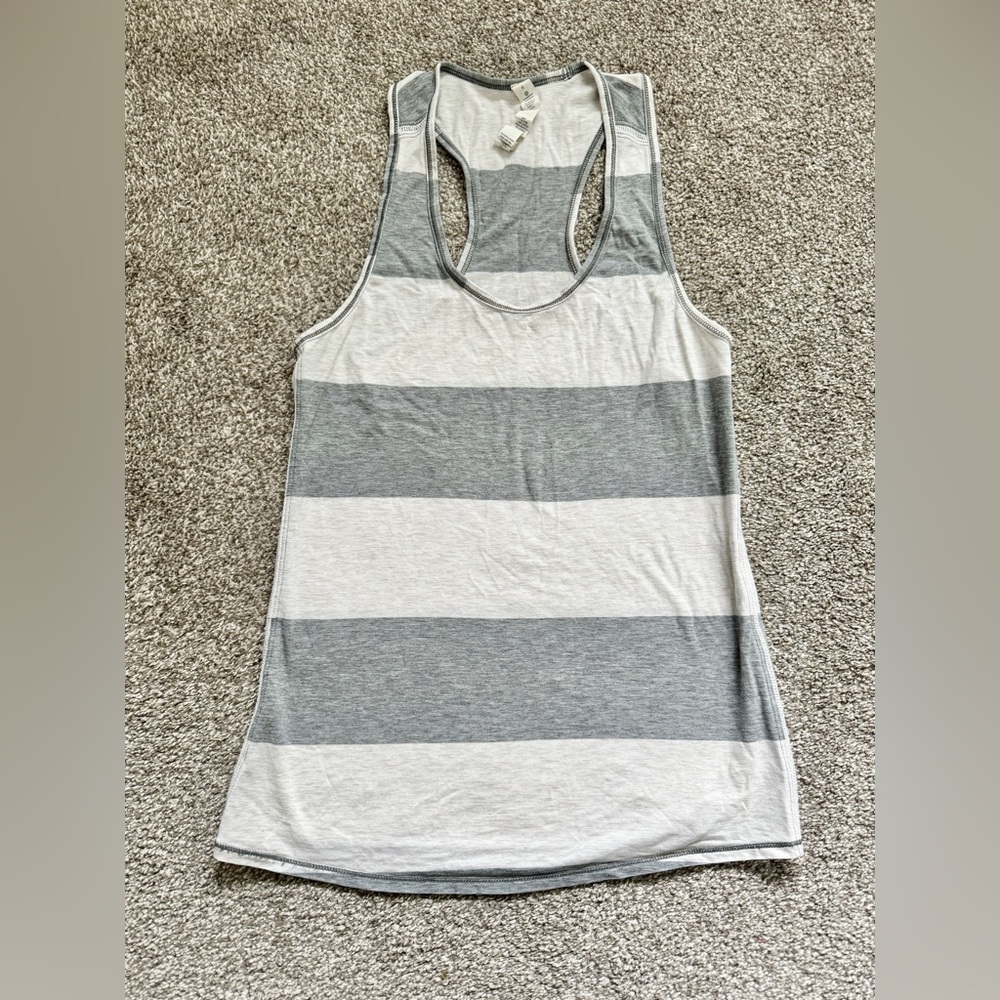 LULULEMON Pima Cotton Racerback Tank Grey Stripe Size 6
